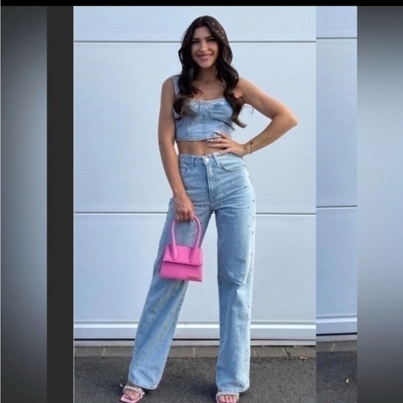 Zara Light Blue Crop Top Size Small NWT - Picture 8 of 9